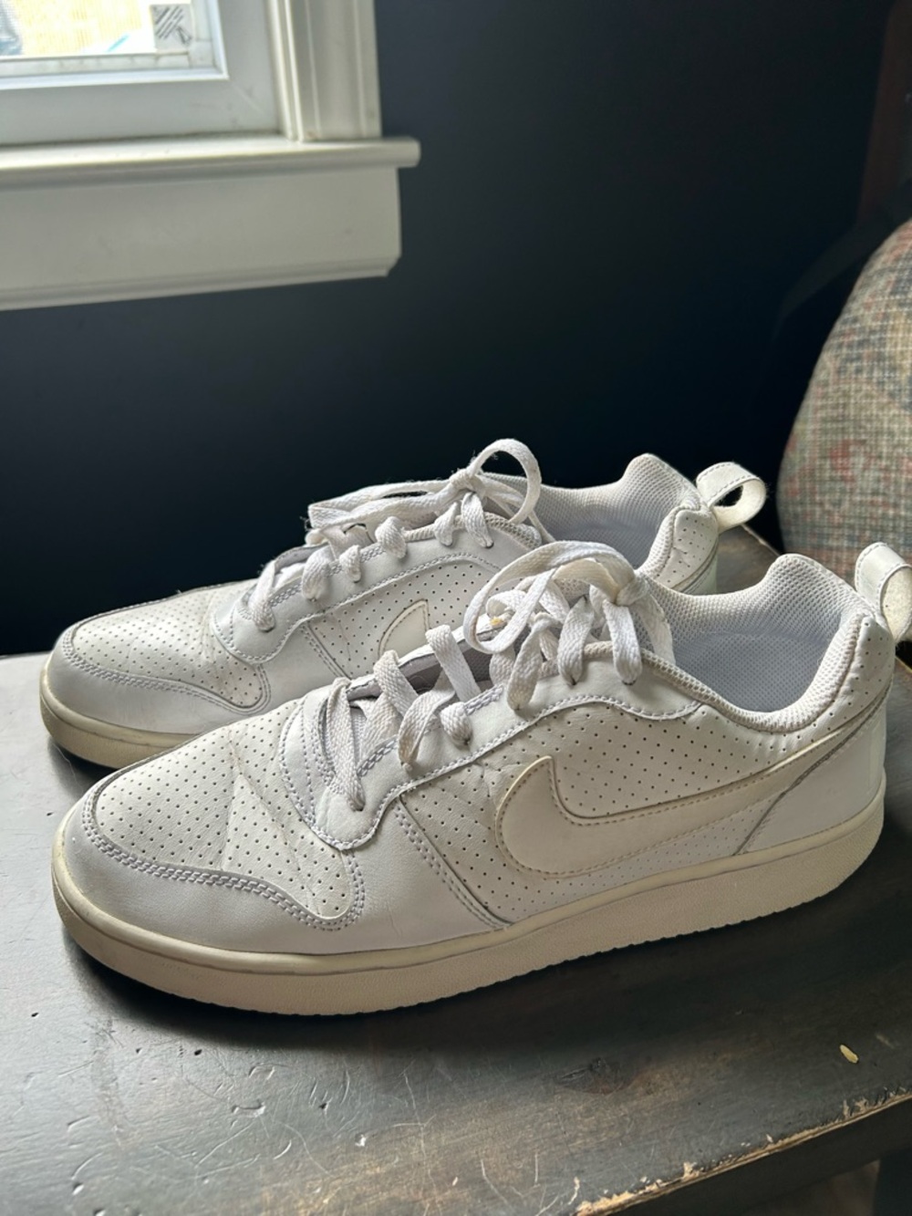Nike White Low-Top Perforated Leather Sneakers